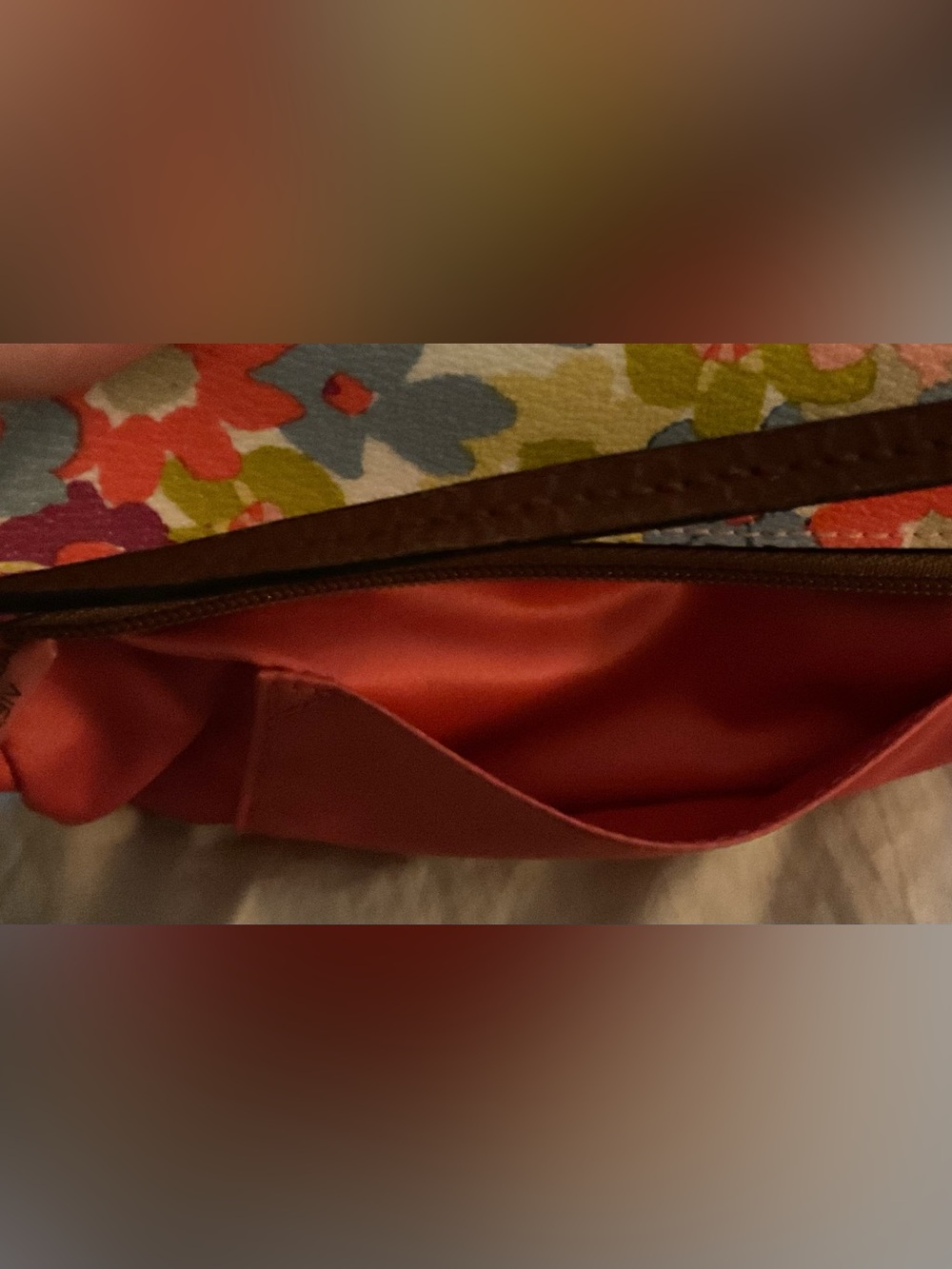 COACH Rare Retired Floral Print L Wristlet Medallion&Hang Tag Pink Satin Lining - Picture 13 of 15
